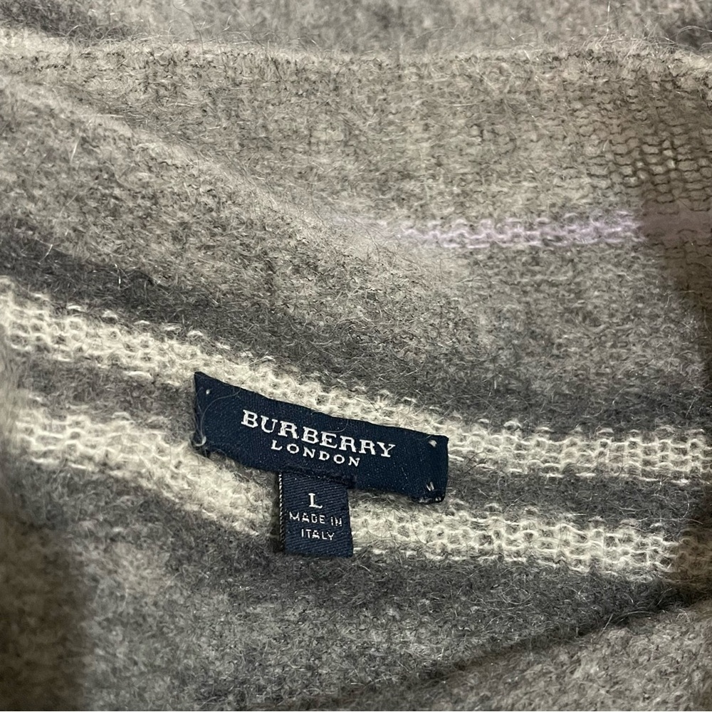 Burberry London Gray Striped Wool Mohair Mock Neck Sweater Size Large - Picture 3 of 5